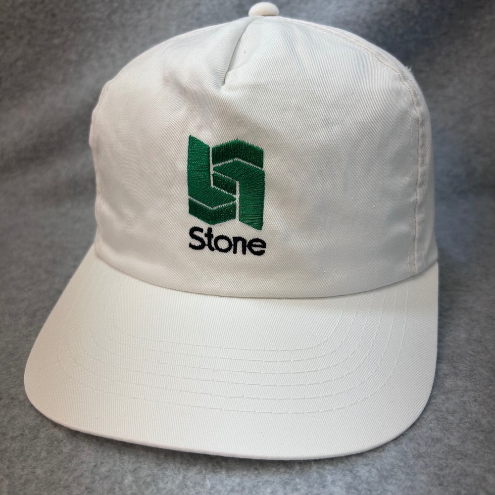 Stone Logo Unisex White Youngan Headwear Snapback Hat Vintage OSFA
